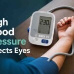 Digital blood pressure monitor displaying a high reading beside a person's arm during a blood pressure check.