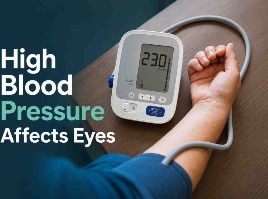 Digital blood pressure monitor displaying a high reading beside a person's arm during a blood pressure check.