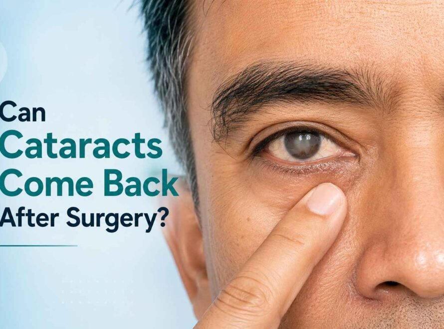 Close-up of an eye illustrating cataracts returning after cataract surgery