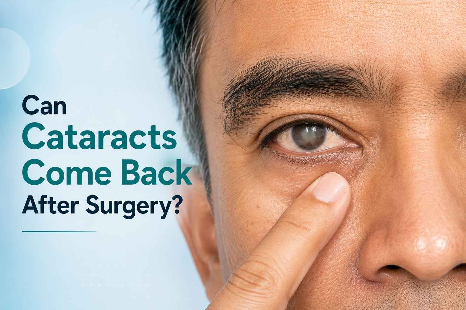 Close-up of an eye illustrating cataracts returning after cataract surgery