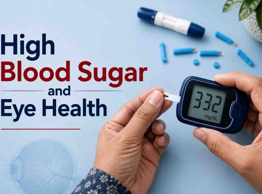 Person checking blood sugar with a glucose meter to understand diabetes and eye health