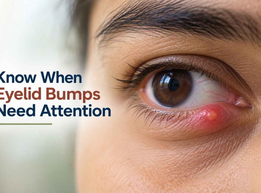 Close-up of an eye with a red, swollen eyelid bump needing medical attention.