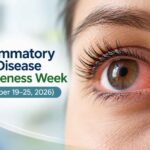 Close-up of a red, irritated eye highlighting inflammatory eye disease awareness, October 19–25, 2026.