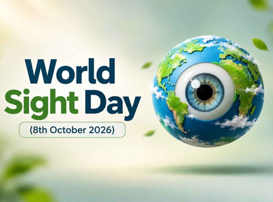 World Sight Day 2026 graphic featuring an eye on a globe with the date October 8, 2026.