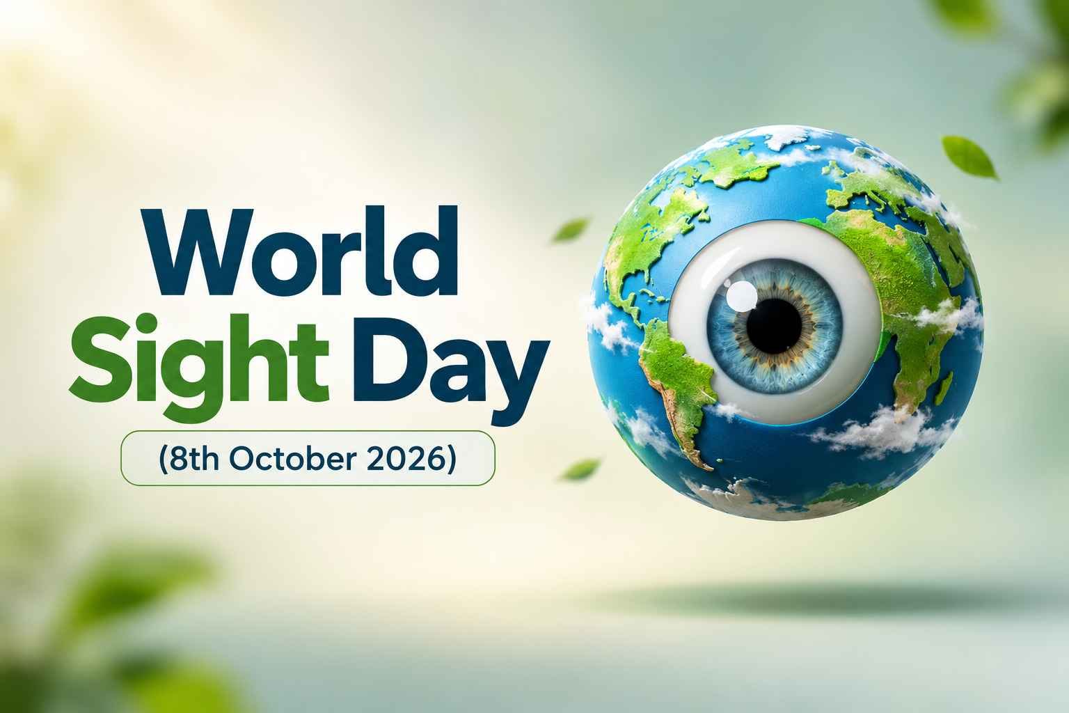 World Sight Day 2026 graphic featuring an eye on a globe with the date October 8, 2026.